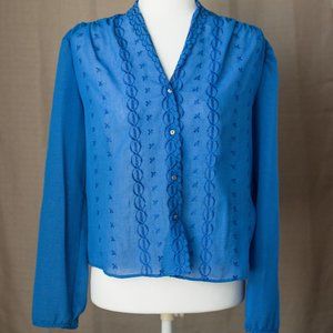 Vintage 80's Monochromatic Embroidered Sheer Blouse by Stoplight California